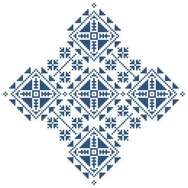 Bosna-Hersek 'in halk sanatı - Zmijanje nakış tarzı vektör tasarımı - geleneksel desen