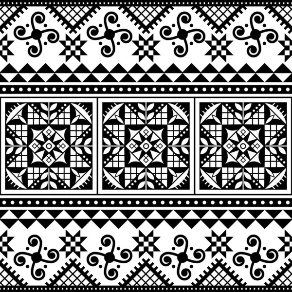 Ukrainian Hutsul Pysanky Easter Eggs Vector Seamless Folk Art Pattern — Stock Vector