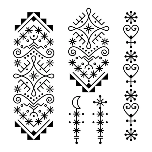 Islandês Rune Arte Estilo Geométrico Linha Tribal Arte Vetor Design — Vetor de Stock