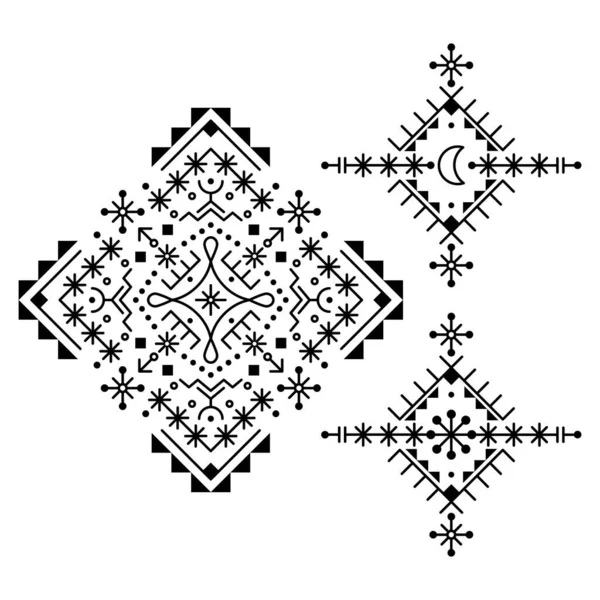 Islande Folk Art Style Géométrique Tribal Ligne Art Vecteur Design — Image vectorielle