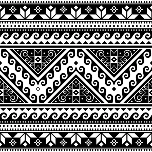 Украинский Традиционный Векторный Бесшовный Узор Волнами Геометрическими Фигурами Звездами Черно — стоковый вектор