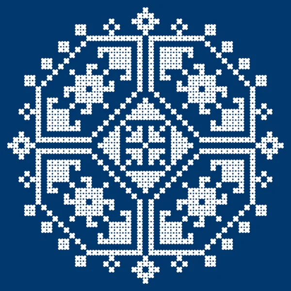 Zmijanski Vez Bosnië Herzegovina Cross Stitch Stijl Vector Ontwerp Vierkante — Stockvector