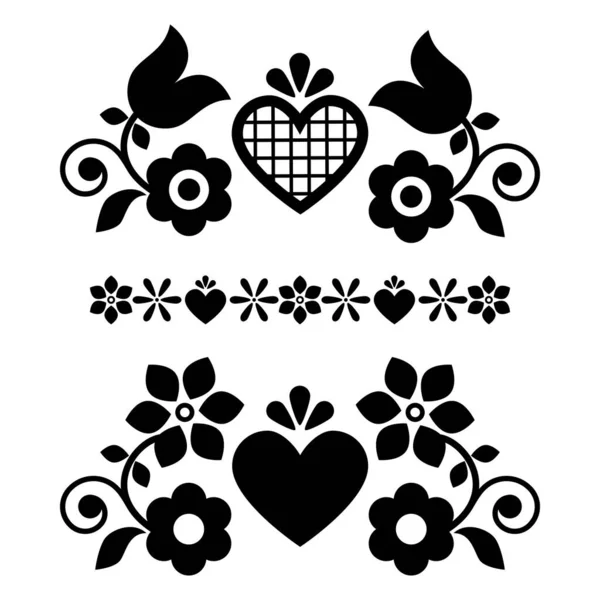 Folk Art Vector Design Elementen Met Bloemen Perfect Voor Wenskaart — Stockvector