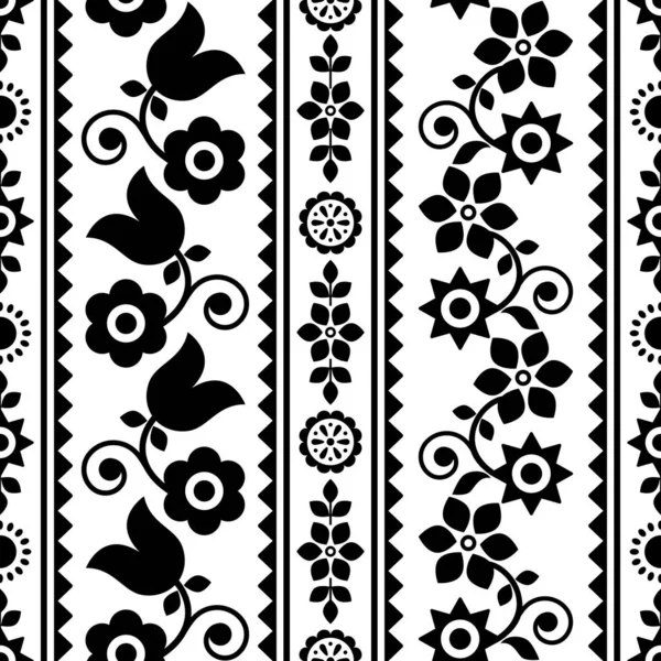 Polish Traditional Folk Art Vector Seamless Textile Fabric Print Pattern — Stock Vector