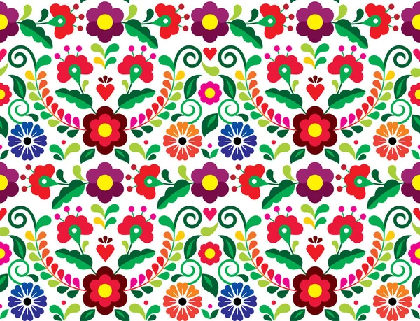 Seamless Vector Pattern Mexican Floral Morif Textile Fabric Print Design — Stock Vector