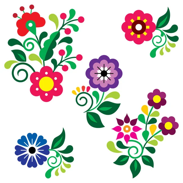 Floral Folk Art Style Vector Design Elements Perfect Greeting Card — Διανυσματικό Αρχείο