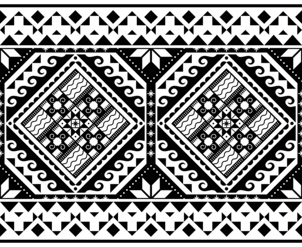 ウクライナのハッスルPysankyパターン 黒と白の伝統的なイースターエッグ民俗芸術ベクトルシームレスなデザイン — ストックベクタ