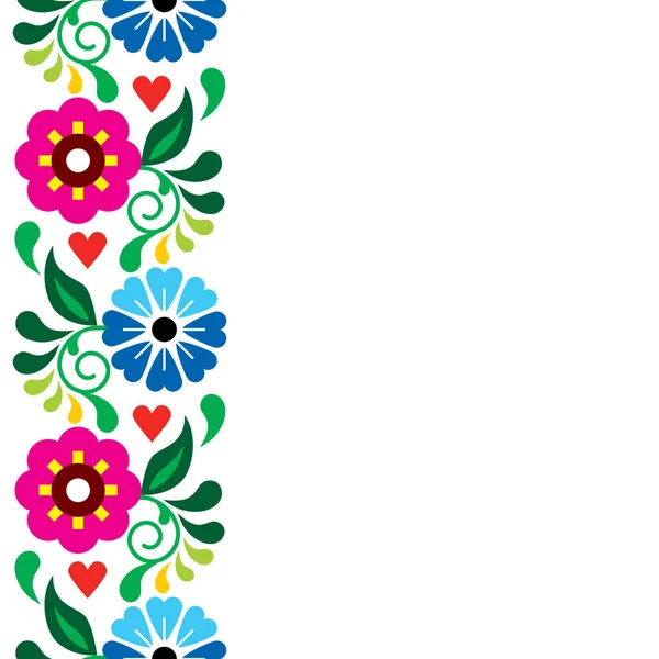 Mexican Vector Greeting Card Wedding Invitation Floral Seamless Pattern Long — Vetor de Stock
