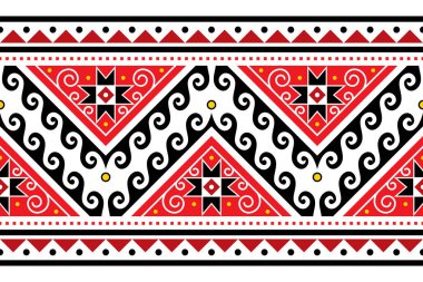 Hutsul Pisanky - Geleneksel Ukrayna Paskalya yumurtası vektörü pürüzsüz desen ya da Ukrayna 'daki halk sanatından esinlenen uzun sınır