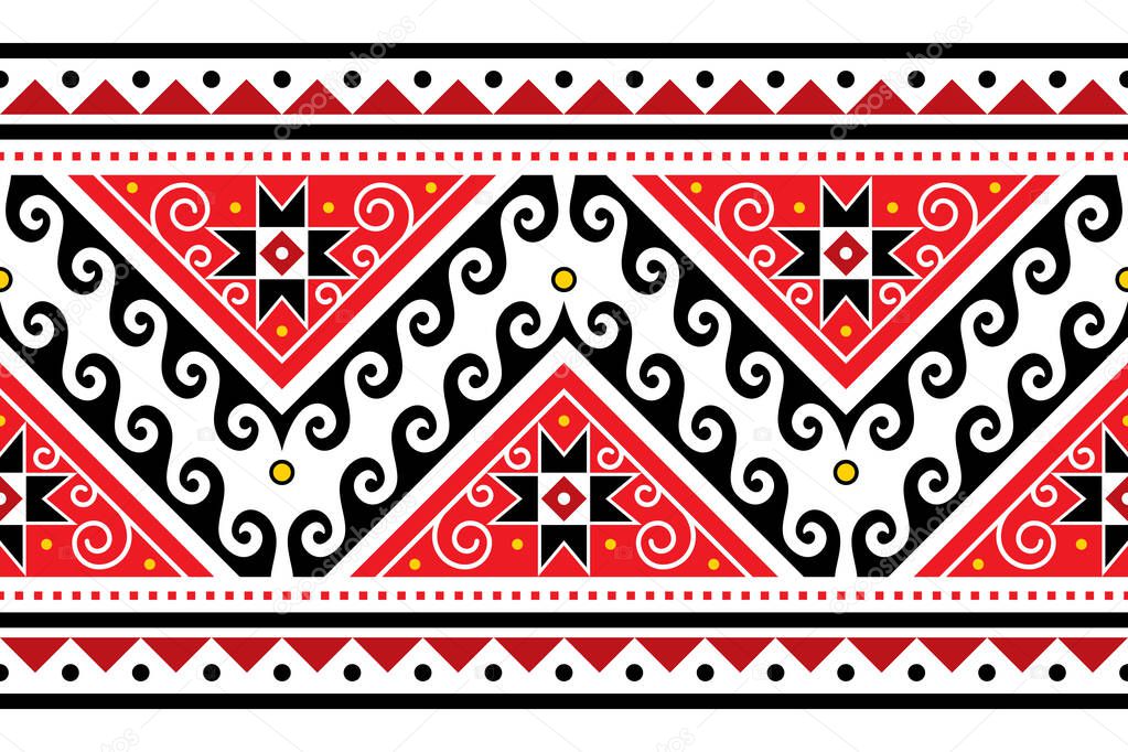 Hutsul Pisanky - traditional Ukrainian Easter eggs vector seamless pattern or long border inspired by folk art from Ukraine