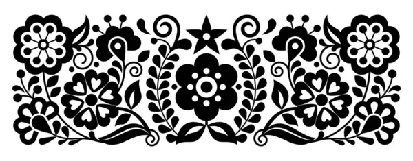 Mexican Embroidery Style Vector Floral Pattern Ornament Inspired Folk Art — Stock Vector