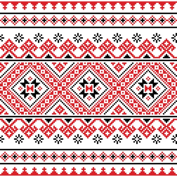 Ukrainian Belarusian Folk Art Vector Seamless Pattern Snowflakes Folk Art — Stock Vector