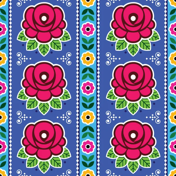 Indian Pakistatni Traditional Truck Art Vector Seamless Vertical Pattern Roses — Stock Vector