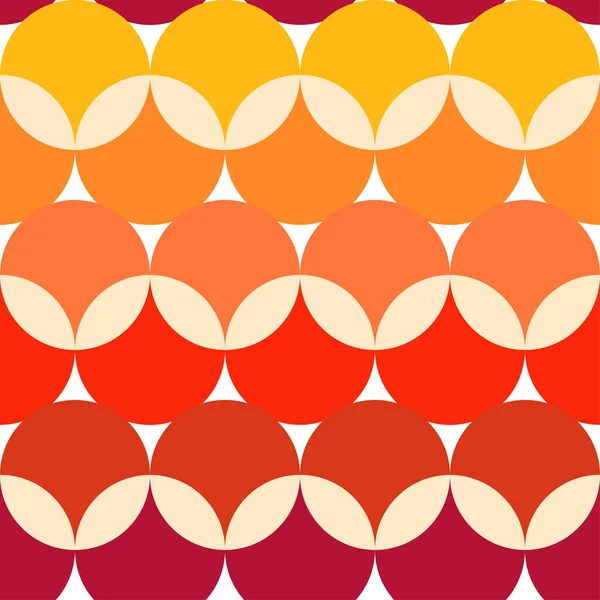 回溯本世纪中叶的矢量无缝几何图案 六十年代和七十年代时髦风格的纺织品 橙色和红色面料印花设计 — 图库矢量图片