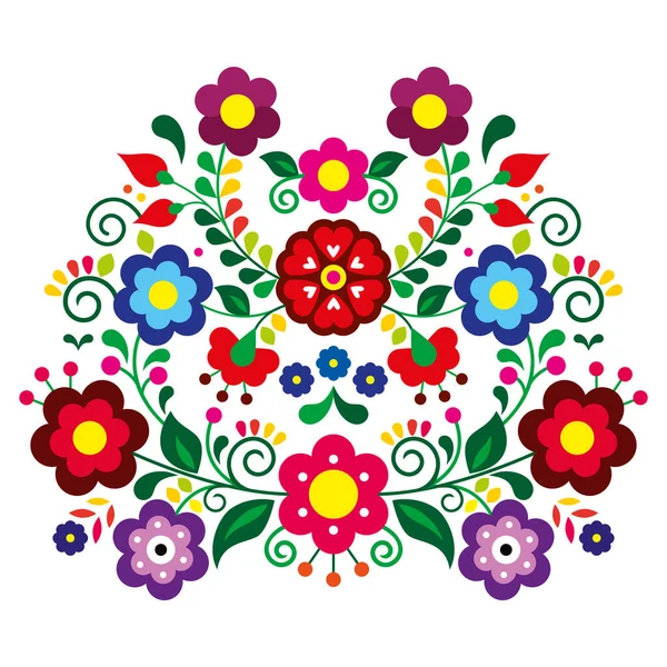 Estilo Arte Popular Mexicano Design Floral Vetorial Padrão Colorido Retro —  Vetores de Stock