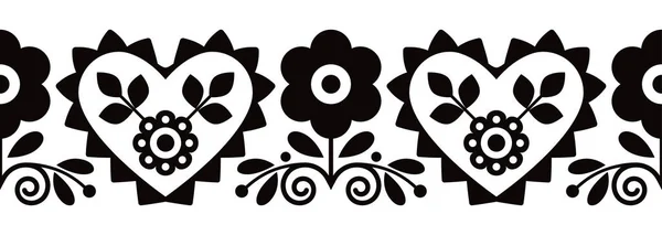 Polish Floral Folk Art Vector Seamless Embroidery Band Belt Pattern — Stockvector