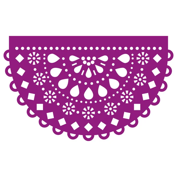 Papel Picado Vector Rond Design Met Bloemen Geometrische Vormen Mexicaanse — Stockvector