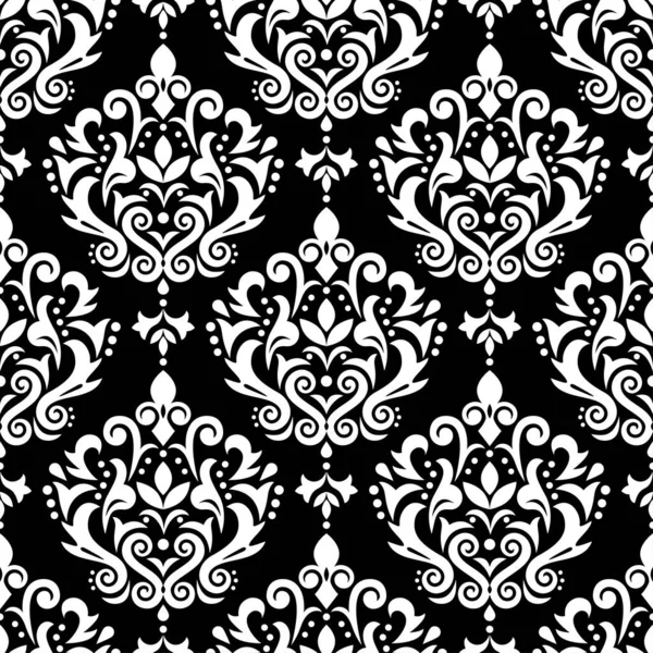 Damask Elegant Vector Seamless Pattern Victorian Textile Fabric Print Design — Vettoriale Stock