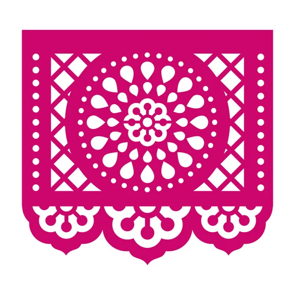 Papel Picado Vector Ontwerp Met Bloemen Raster Geometrische Mandala Vorm — Stockvector