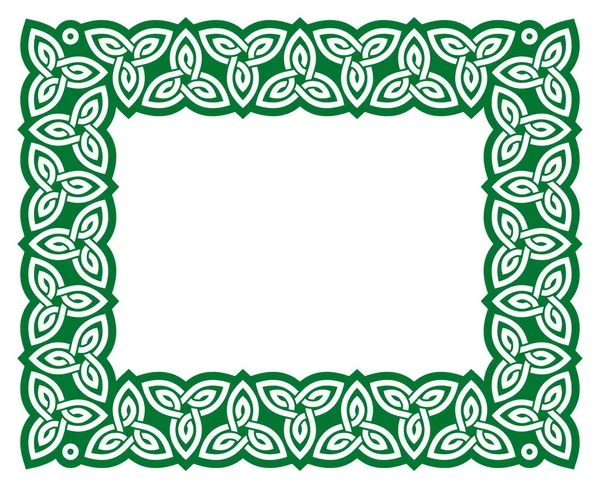 Irish Celtic Vector Frame Design Green Traditional Ractangle Border Perfect — Vettoriale Stock