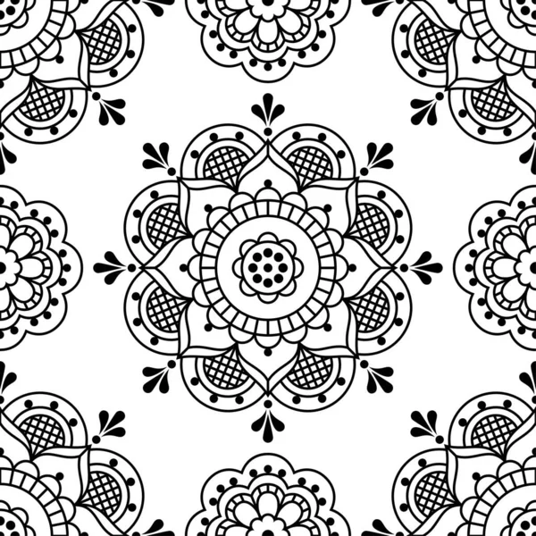 Scandinavian Folk Art Style Vector Seamless Pattern Flowers Decorative Textile — Stockvector
