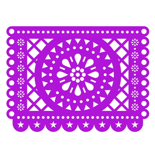 Papel Picado Vector Design Floral Mandala Grid Geometric Shapes Mexican —  Vetores de Stock