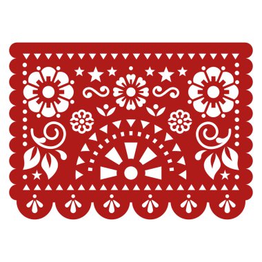 Papel Picado vector party design with abstract shapes, retro Mexican paper cutout pattern, traditional decoration perfect for greeting card or party decoration  