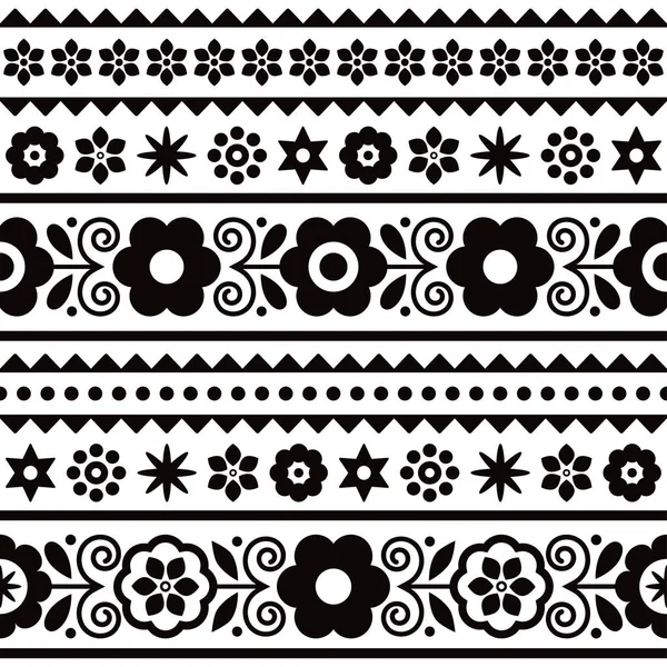 Polish Traditional Folk Art Vector Seamless Textile Fabric Print Pattern — Stock Vector