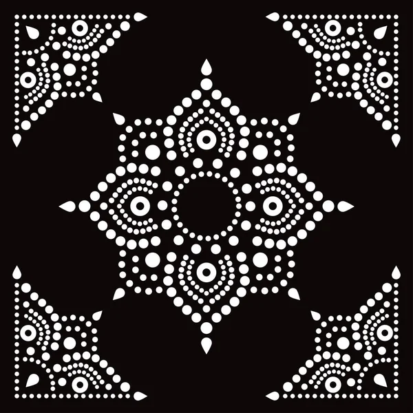 土著风格的花冠 带有角点画矢量设计 澳大利亚民间艺术方块的白色背景是黑色的 — 图库矢量图片