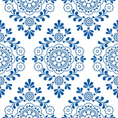 Seramik talavera fayans tek desenli çiçekler ve yapraklı, Meksika süslemeli fayanslar olarak tekrar eden dikişsiz tasarım.