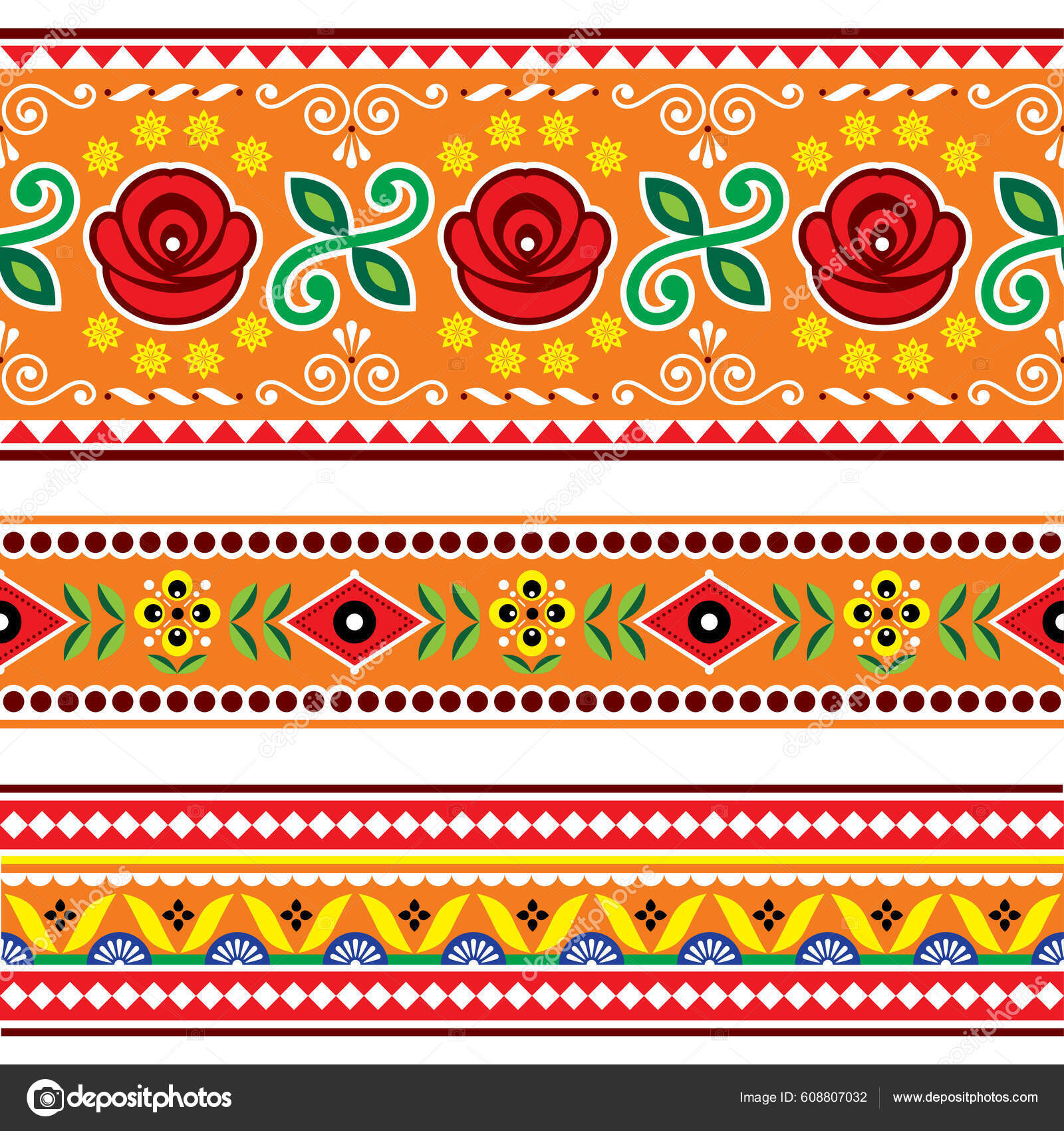 인도와 파키스탄의 바다없는 인도와 파키스탄의 아트에서 영감을 디자인 스톡 벡터 - ©RedKoala 608807032