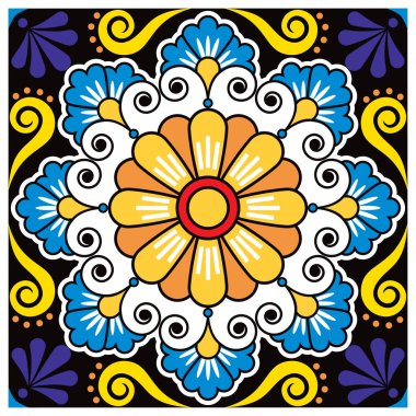 Meksika vektör seramik talavera tek ve pürüzsüz fayans deseni - tekstil veya kumaş izi için mükemmel, hatıra