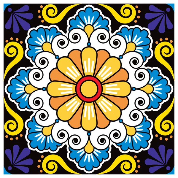 Mexican Vector Ceramic Talavera Single Seamless Tile Pattern Perfect Textile — Stock Vector