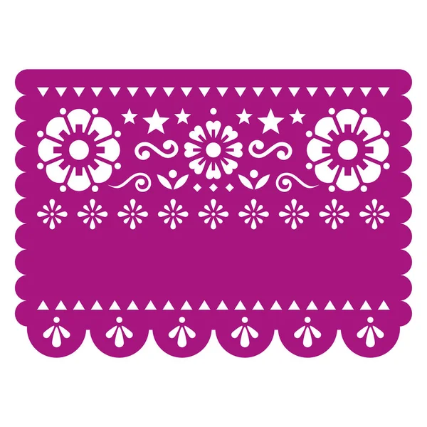 Papel Picado Vector Party Template Design Flower Stars Space Text — 스톡 벡터