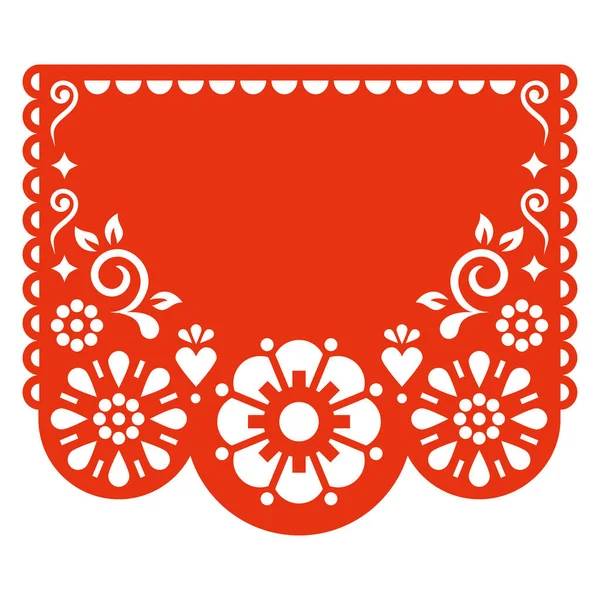 Papel Picado Vector Template Design Λουλούδια Και Κενό Χώρο Για — Διανυσματικό Αρχείο