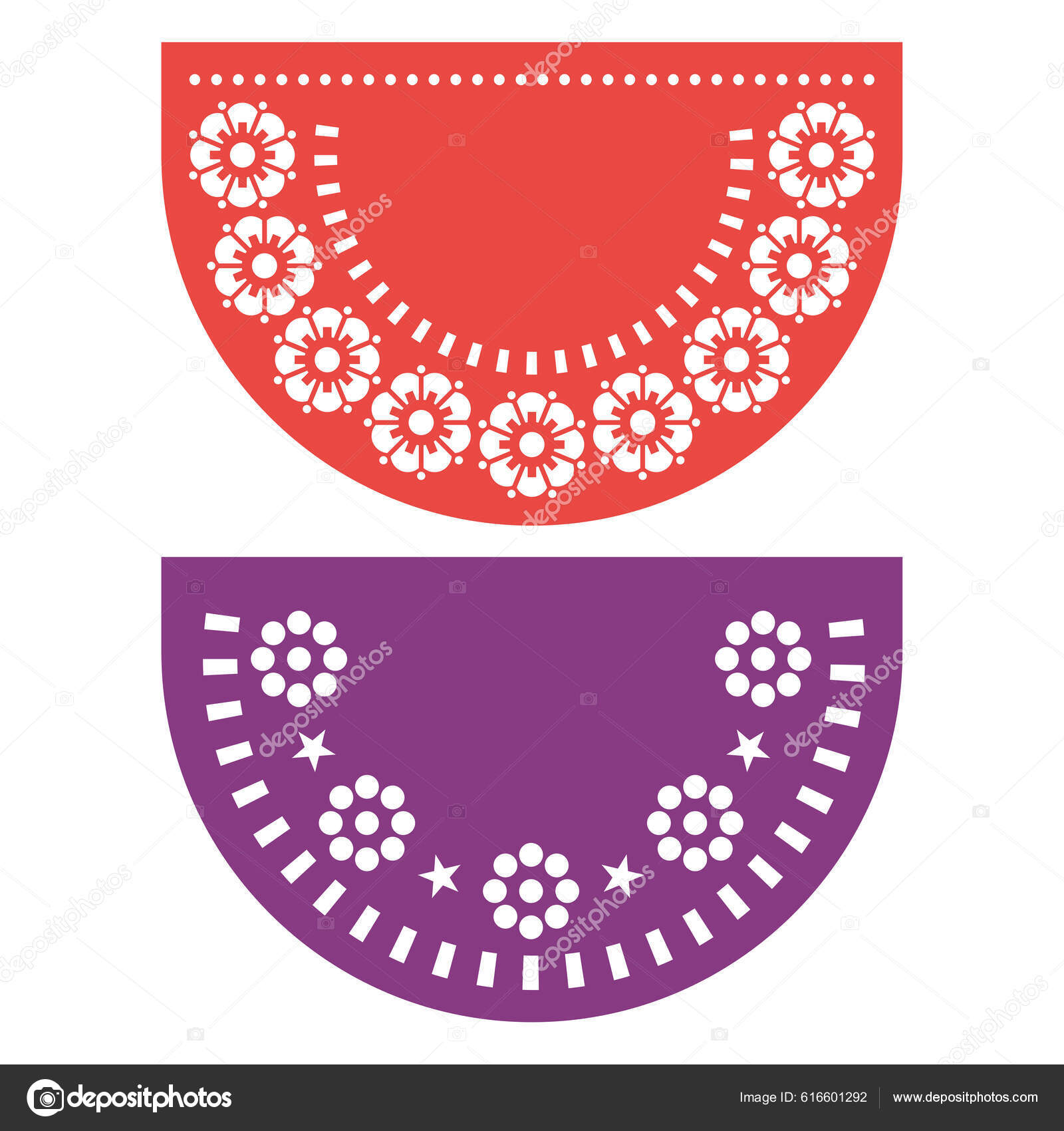 Papel Picado Vector Template Design Set