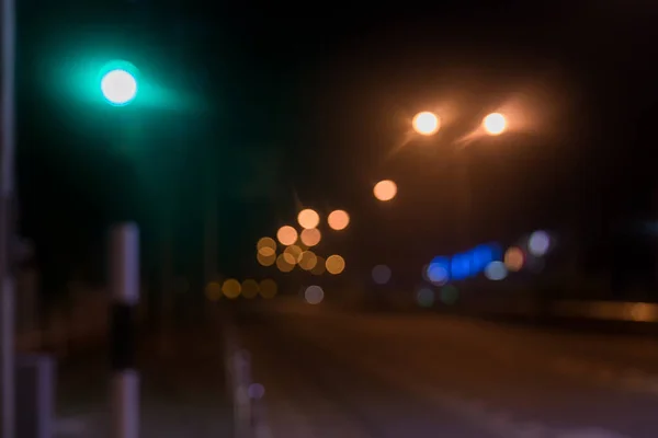 Nocne Światło Ulicznego Bokeh Widok Ulicę Rozmytym Stylu Bokeh Sceny — Zdjęcie stockowe