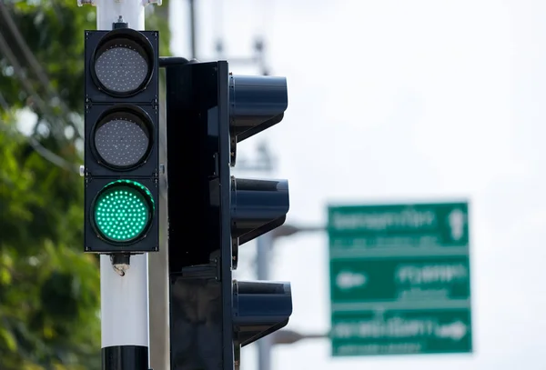 Green Traffic Light City Green Color Traffic Light — Stock Photo, Image