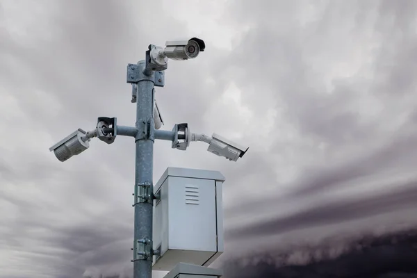 Sistema Vigilância Câmeras Cctv Segurança Line Livre Casa Uma Noite — Fotografia de Stock