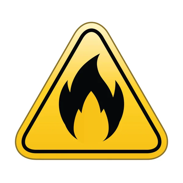 Señales Advertencia Fuego Amarillo Triángulo Símbolo Altamente Inflamable Signo Símbolo — Vector de stock
