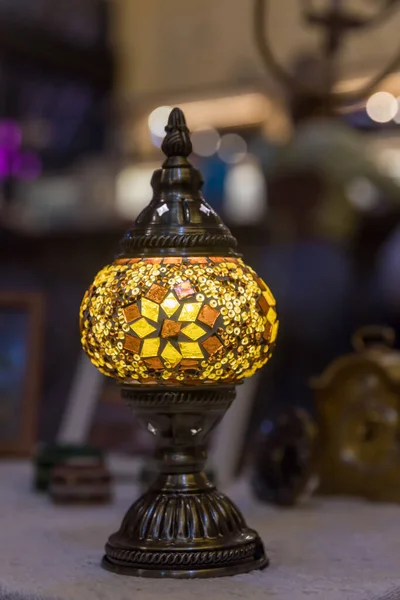 Цветная Стеклянная Лампа Столе Турецкая Лампа Ручной Работы Столе Красочные — стоковое фото