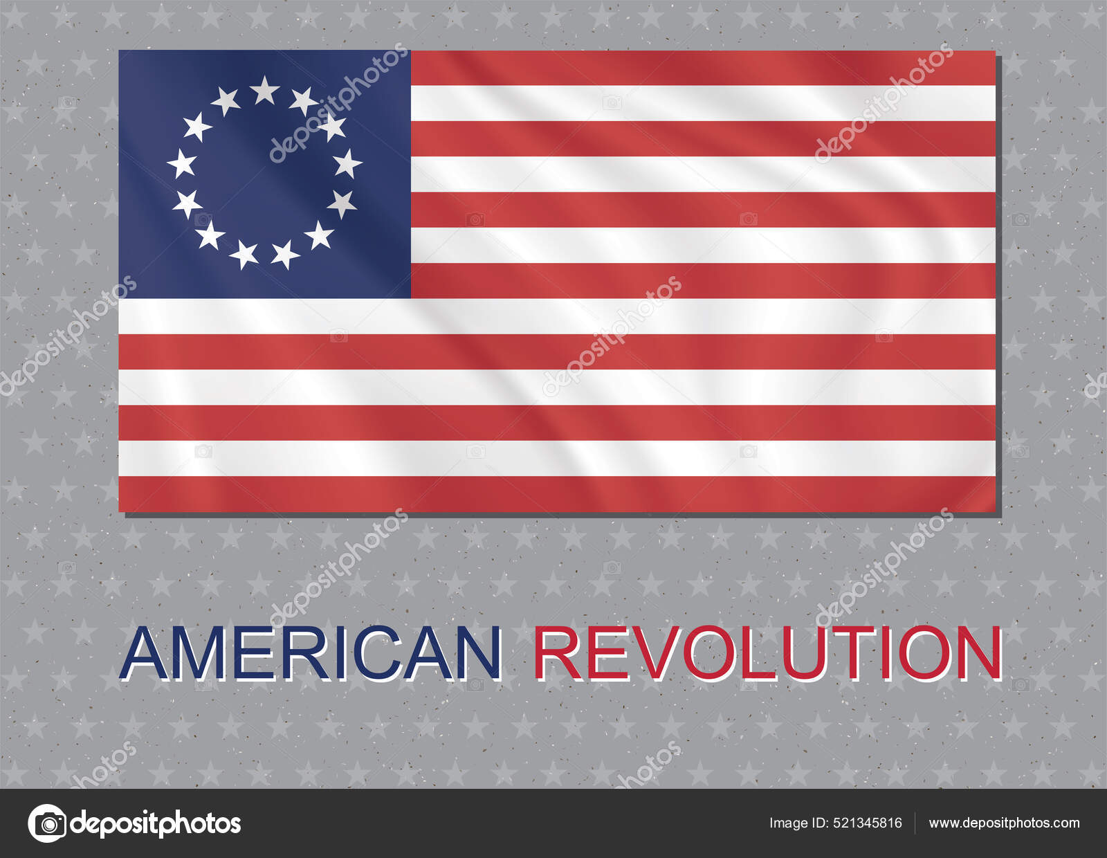 Betsy Ross Flag Early Design Flag United States Stars Arranged Stock Vector  by ©Jookiko 521345816
