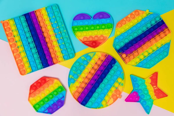 Colorido Stress Fidget Empurrar Pop Brinquedo Sensorial Para Crianças Rainbow — Fotografia de Stock