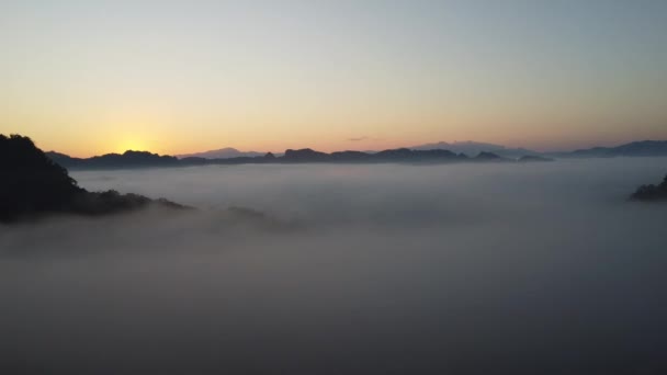 White Mist Cloud Scenic Aerial View Flying Clouds Fog Mountain — Stockvideo