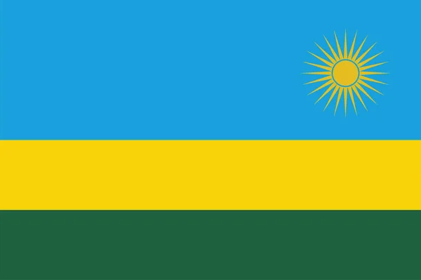 Nationale Rwanda Vlag Officiële Kleuren Proportie Correct Nationale Rwanda Vlag — Stockvector