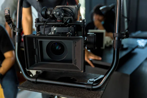 Filmagem Produção Vídeo Equipe Equipe Filmagem Com Equipamento Câmera Operador — Fotografia de Stock