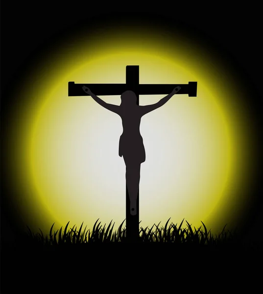 Mesih Dirilişi Paskalya Kutlaması Için Hıristiyan Dini Tasarımı Arkasında Yükselirken — Stok Vektör