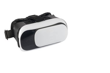 Beyaz arka planda sanal gerçeklik kaskı. sanal gerçeklik gözlüğü (vr) yarım dönük. VR sanal gerçeklik kulaklığı.