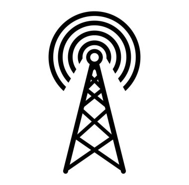 Verici anten sembolü. Sinyal kulesi simgesi. İletişim anteni basit 