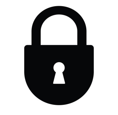 Beyaz arkaplana kilitlenen simge. Asma kilit güvenlik simgesi. Pin Kilitli Simge